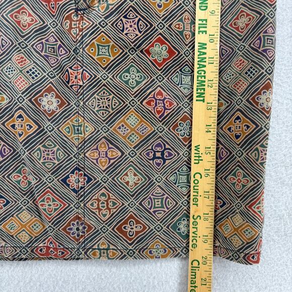 BANANA REPUBLIC Skirt 12 Safari Pencil Geometric Front Zip Boho Cotton Beige Vtg - Picture 12 of 13
